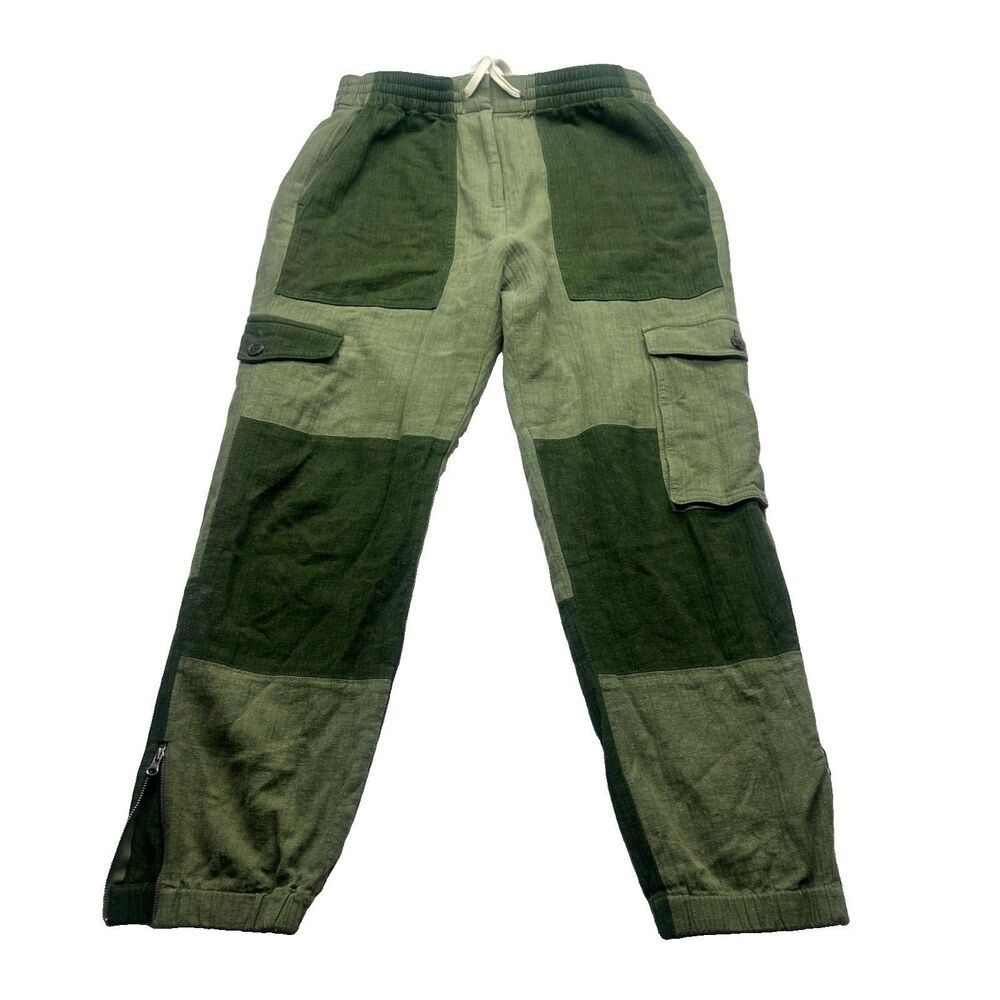 J. Crew Seaside Linen Cargo Pant Women’s Sz 6 Green Boho Straight Patchwork